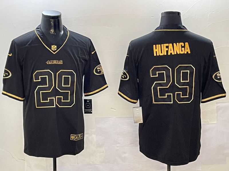 Men San Francisco 49ers #29 Hufanga Black Gold Throwback 2024 Nike Limited NFL Jersey style 1->san francisco 49ers->NFL Jersey